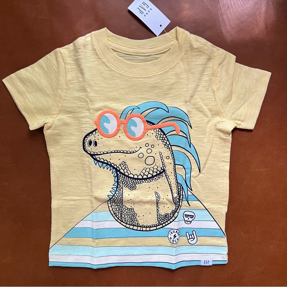 GAP Baby Yellow Iguana Rock Cotton Tee, 18-24mo - NEW